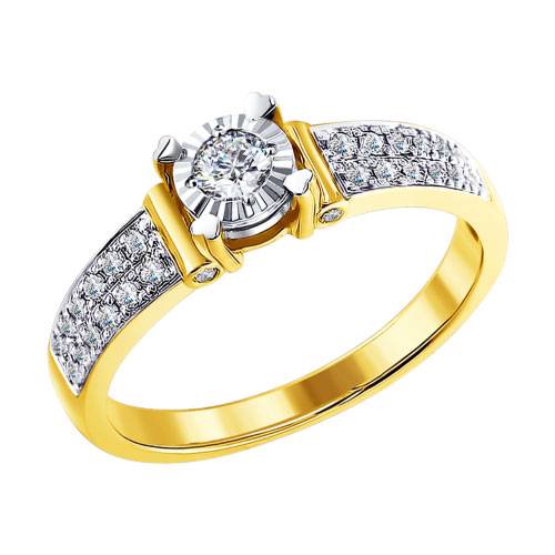 Помолвочное кольцо из комбинированного золота с бриллиантами (036347)