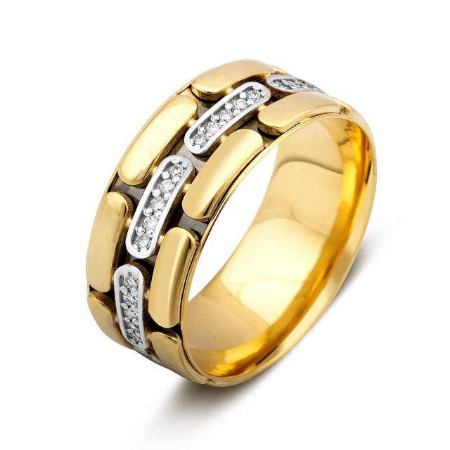 Обручальное кольцо из комбинированного золота с бриллиантами (024474)