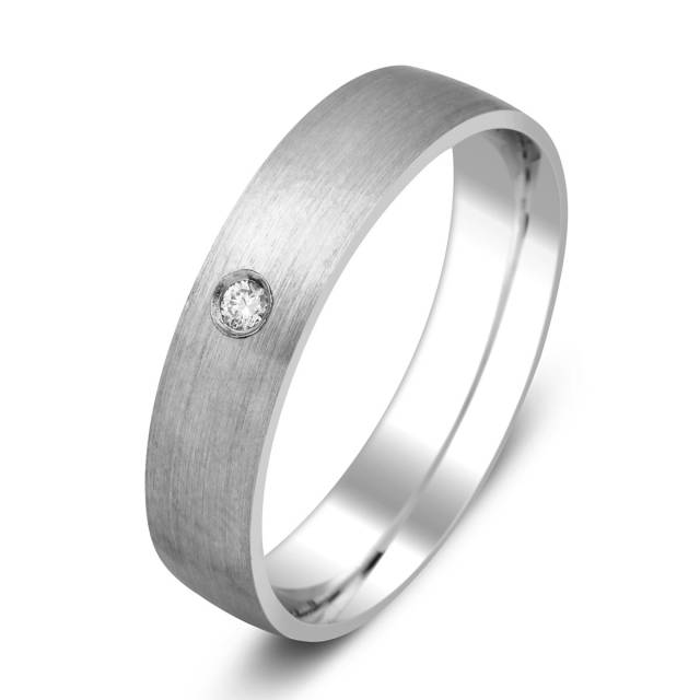 Обручальное кольцо из белого золота с бриллиантом (014811)