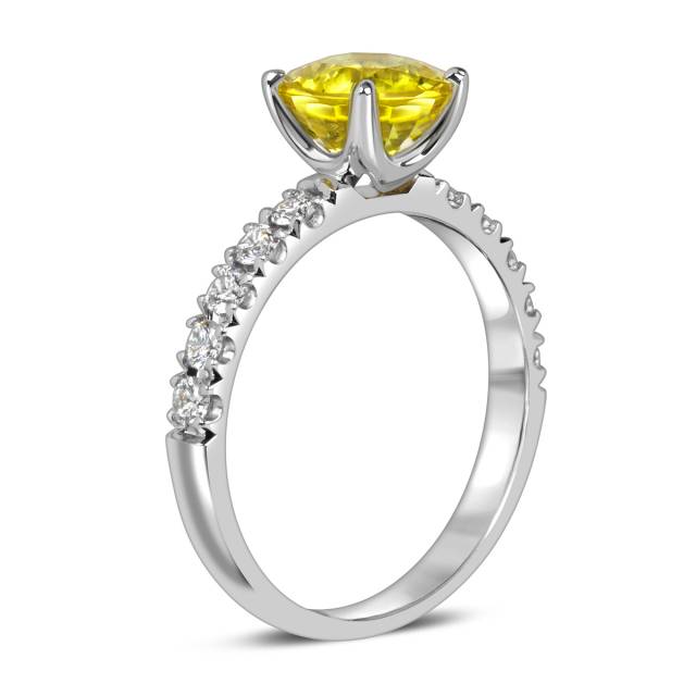 Помолвочное кольцо из белого золота с жёлтым сапфиром и бриллиантами (061114)