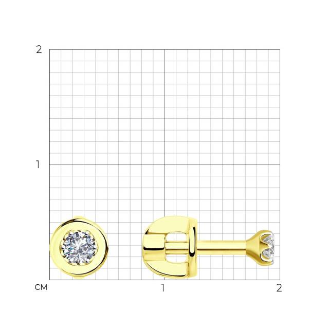 Серьги пусеты из жёлтого золота с бриллиантами (046255)