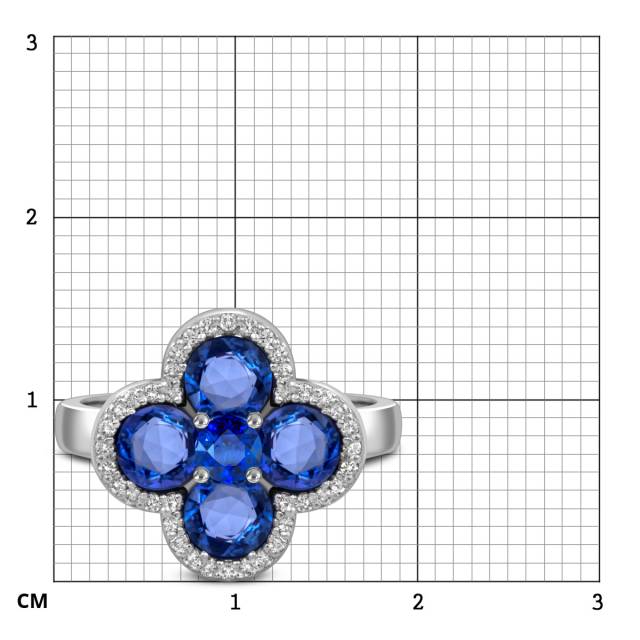 Кольцо из белого золота с бриллиантами и сапфирами (055548)