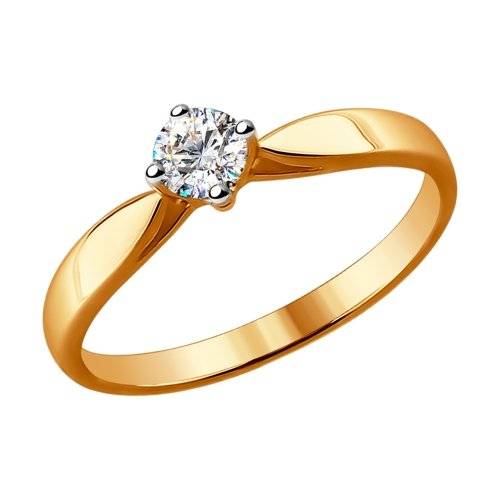 Помолвочное кольцо из красного золота с бриллиантом (035361)