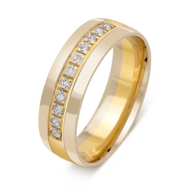 Обручальное кольцо из комбинированного золота с бриллиантами (010481)