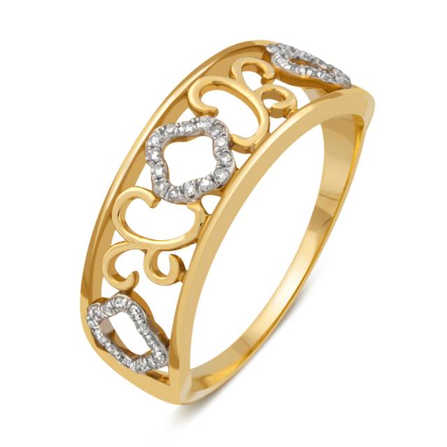Кольцо из жёлтого золота с бриллиантами (010698)
