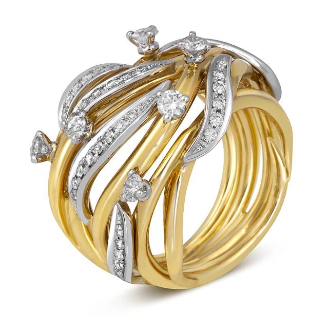 Кольцо из комбинированного золота с бриллиантами (052930)