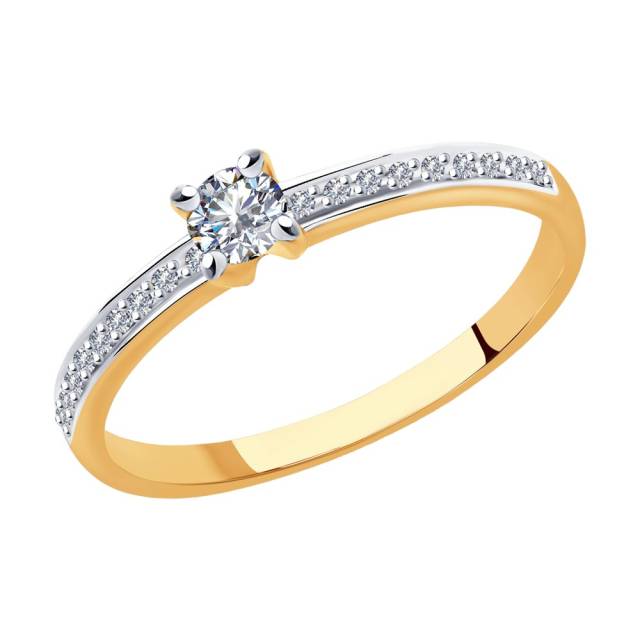 Помолвочное кольцо из красного золота с бриллиантами (046268)