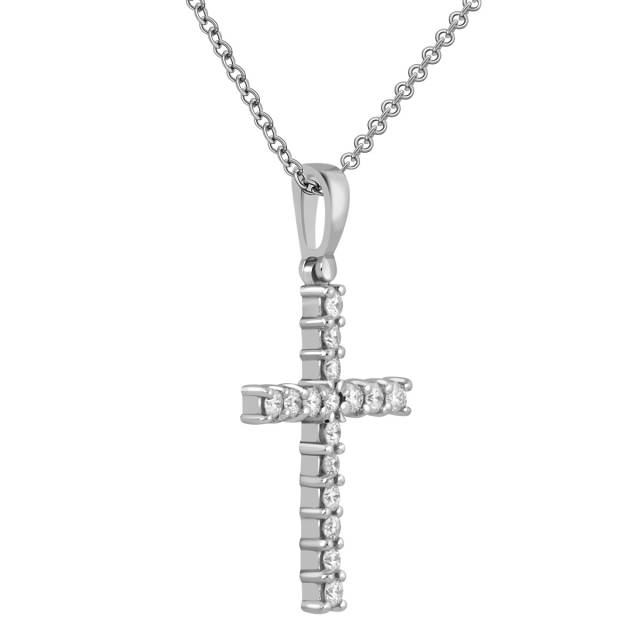 Кулон крест из платины с бриллиантами (038936)
