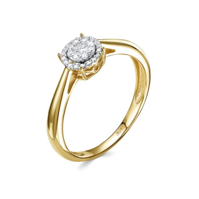 Помолвочное кольцо из жёлтого золота с бриллиантами (054722)