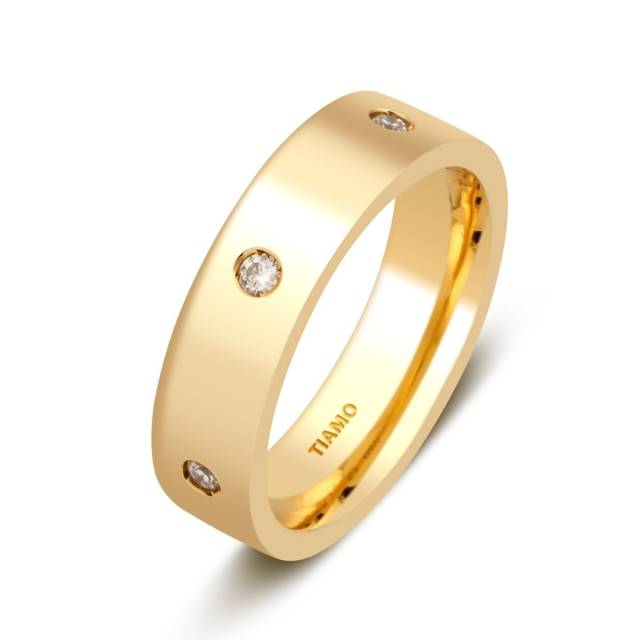 Обручальное кольцо из жёлтого золота с бриллиантами TIAMO (047957)