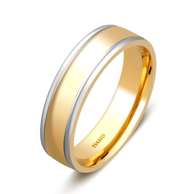 Обручальное кольцо из комбинированного золота 750 пробы TIAMO (004663)