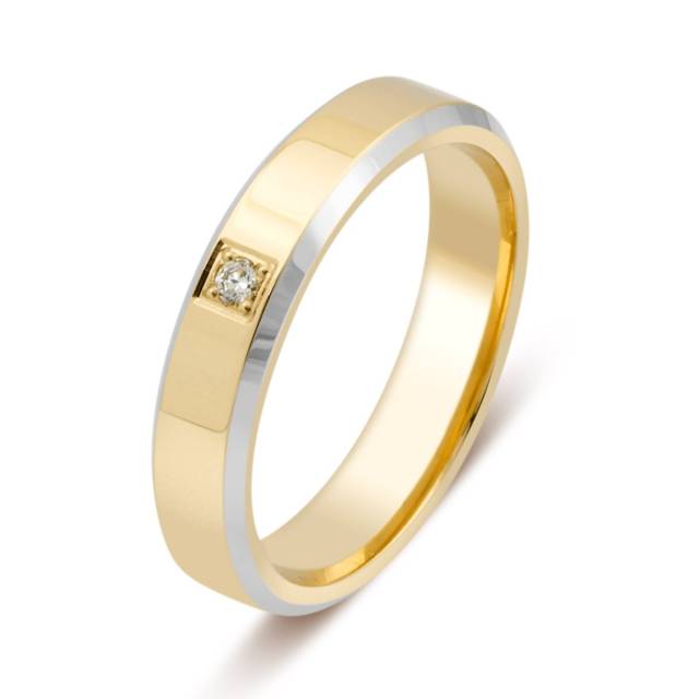 Обручальное кольцо из комбинированного золота с бриллиантом (028714)