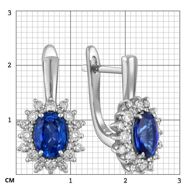 Серьги из белого золота с бриллиантами и сапфирами (055582)