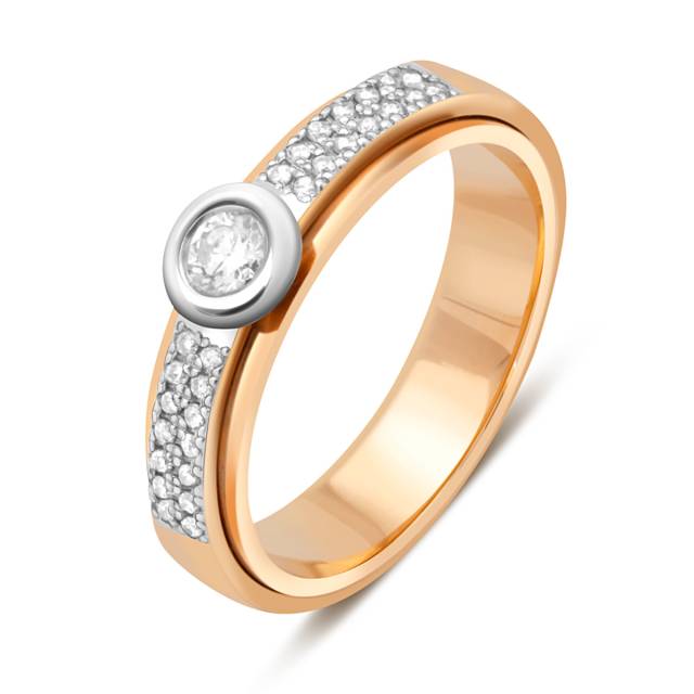 Кольцо из красного золота с бриллиантами (025723)