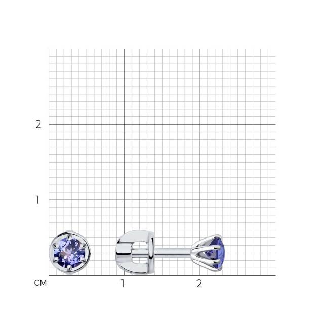 Серьги пусеты из белого золота с танзанитами (047389)