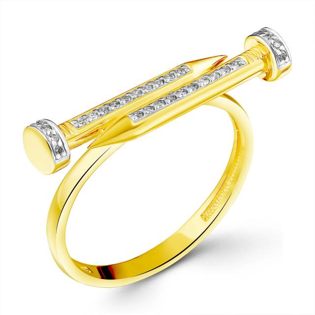Кольцо из жёлтого золота с бриллиантами (056166)