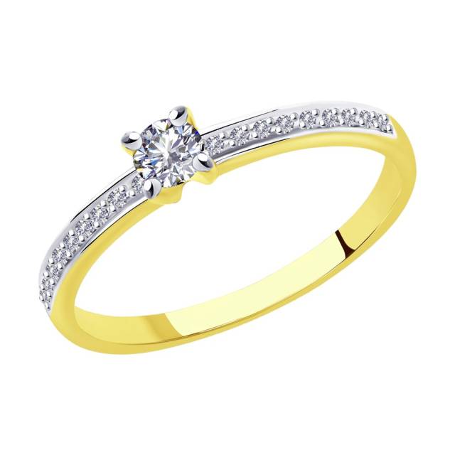Помолвочное кольцо из жёлтого золота с бриллиантами (046513)