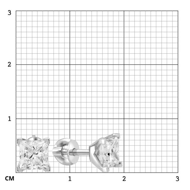 Серьги пусеты из платины с бриллиантами (049537)