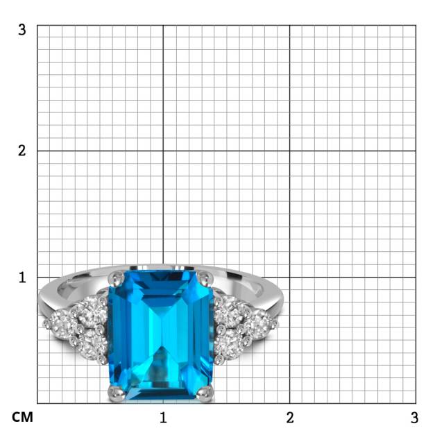 Кольцо из белого золота с бриллиантами и swiss топазом (057509)