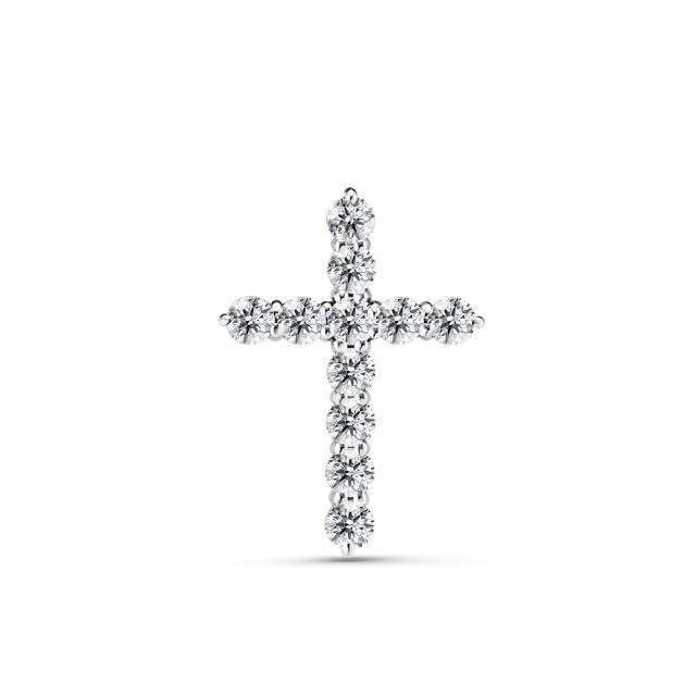 Кулон крест из белого золота с бриллиантами (051117)