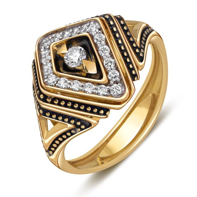 Кольцо из жёлтого золота с бриллиантами (052959)