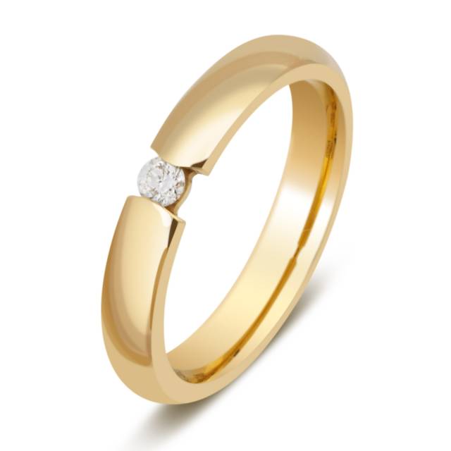 Обручальное кольцо из жёлтого золота с бриллиантом (001102)
