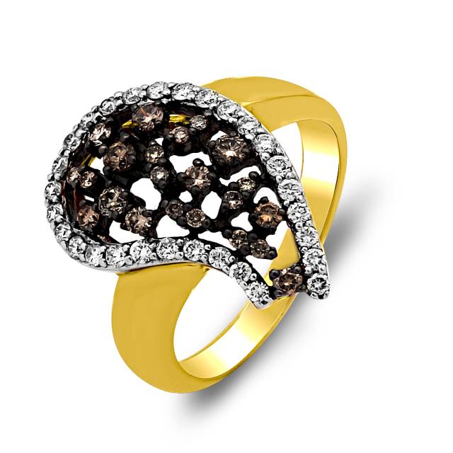 Кольцо из жёлтого  золота с бриллиантами (020366)
