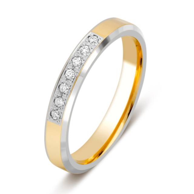 Обручальное кольцо из комбинированного золота с бриллиантами (028747)
