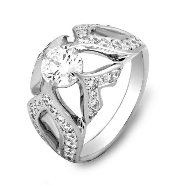 Помолвочное кольцо из белого золота с бриллиантами (025282)