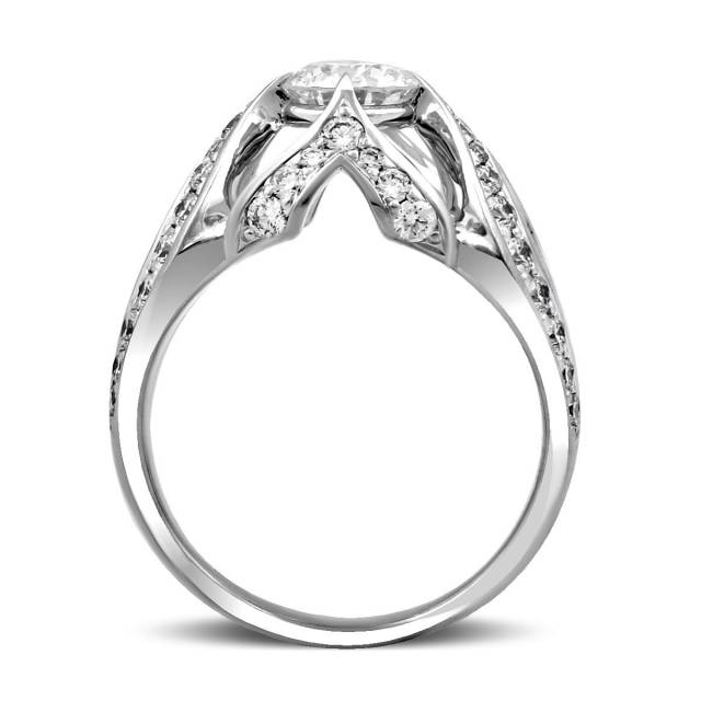 Помолвочное кольцо из белого золота с бриллиантами (025282)