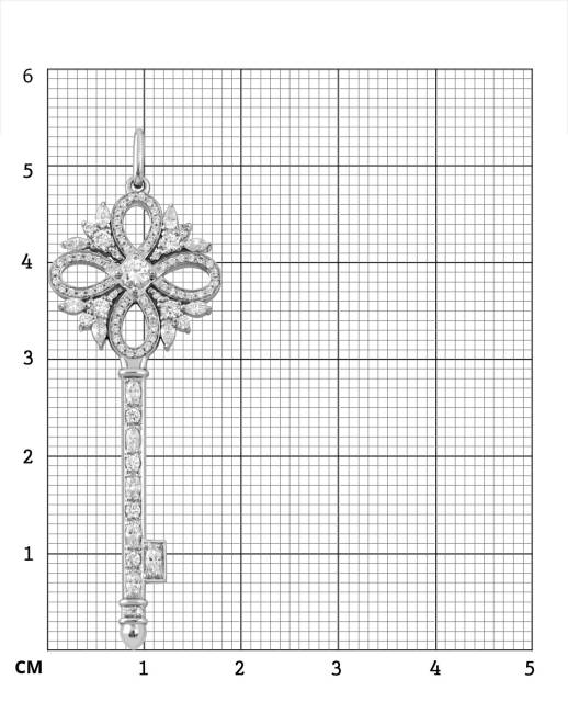 Кулон ключ из белого золота с бриллиантами (042171)