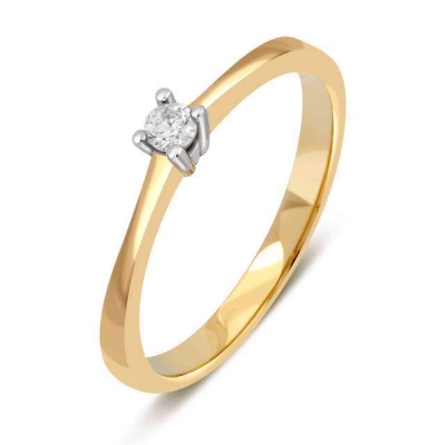 Помолвочное кольцо из комбинированного золота с бриллиантом (032821)
