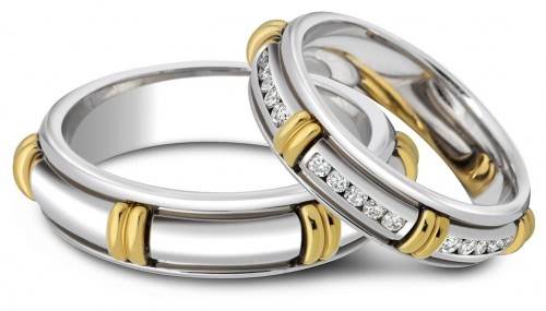 Обручальное кольцо из комбинированного золота с бриллиантами 16.0