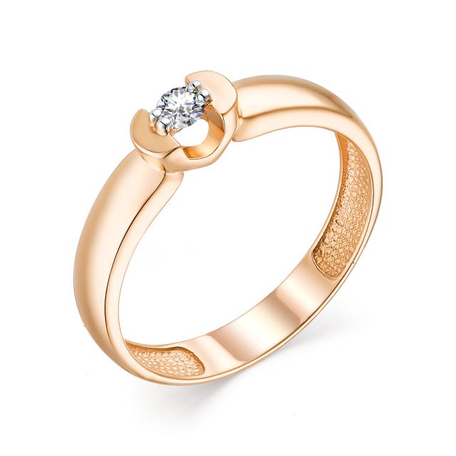 Помолвочное кольцо из красного золота с бриллиантами (050467)