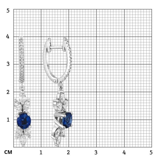 Серьги из белого золота с бриллиантами и сапфирами (047524)