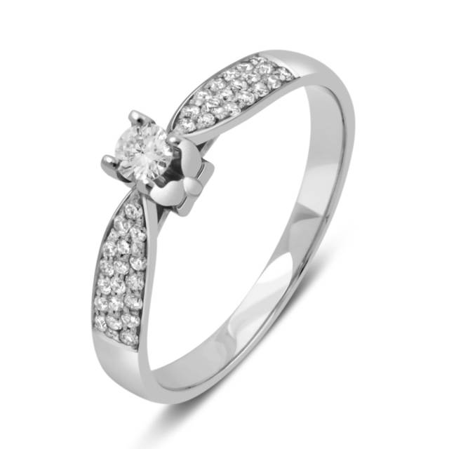 Помолвочное кольцо из белого золота с бриллиантами (025728)
