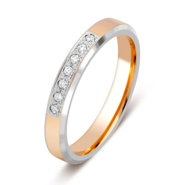 Обручальное кольцо из комбинированного  золота с бриллиантами (028748)
