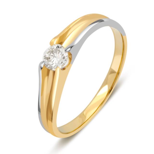 Помолвочное кольцо из комбинированного золота с бриллиантом (035506)