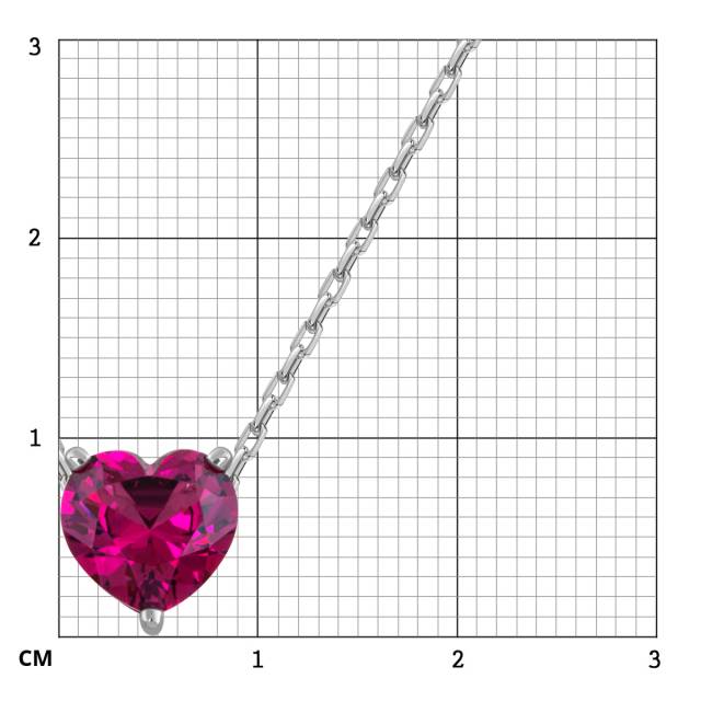 Колье из белого золота с родолитом Сердце (056129)