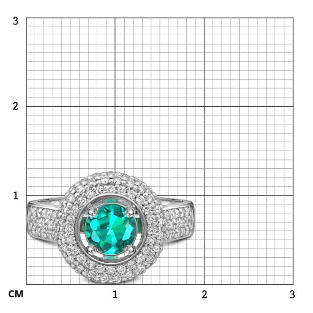 Кольцо из белого золота с бриллиантами и изумрудом (055063)