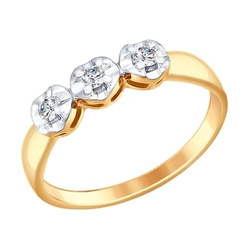 Кольцо из комбинированного золота с бриллиантами (025049)