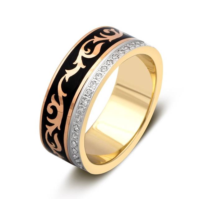 Обручальное кольцо из комбинированного золота с бриллиантами (024462)