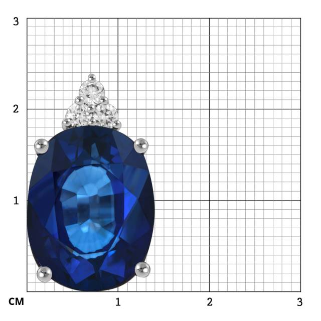 Кулон из белого золота с бриллиантами и сапфиром (054134)