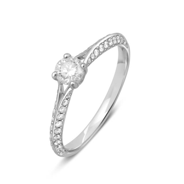 Помолвочное кольцо из белого золота с бриллиантами (052346)