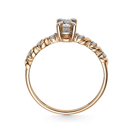 Помолвочное кольцо из красного золота с бриллиантами (053686)
