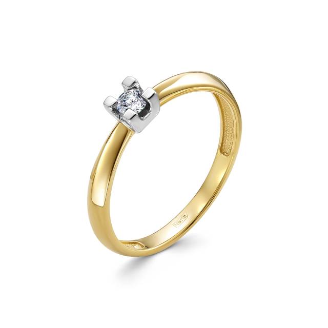 Помолвочное кольцо из комбинированного золота с бриллиантом (053875)