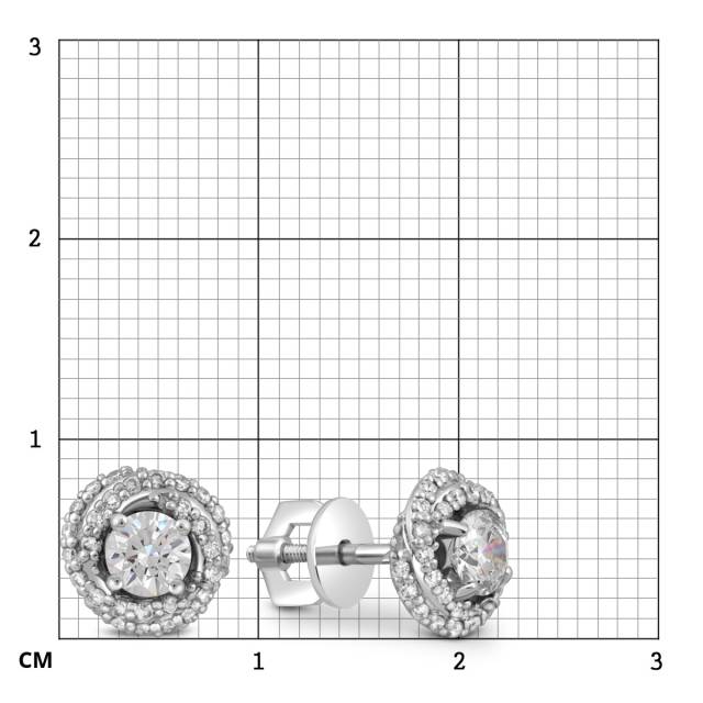 Серьги пусеты из белого золота с бриллиантами (049587)