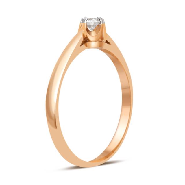 Помолвочное кольцо из красного золота с бриллиантом (032750)