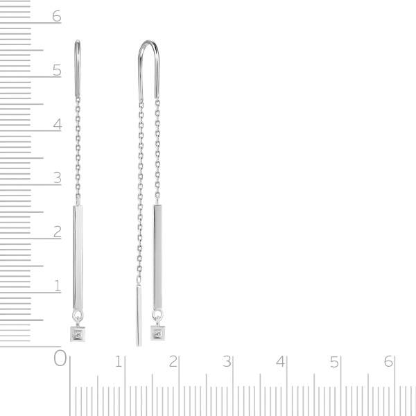 Серьги протяжки из белого золота с бриллиантами (047672)