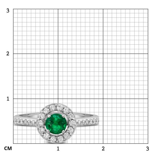 Помолвочное кольцо из белого золота с бриллиантами и изумрудом (049434)